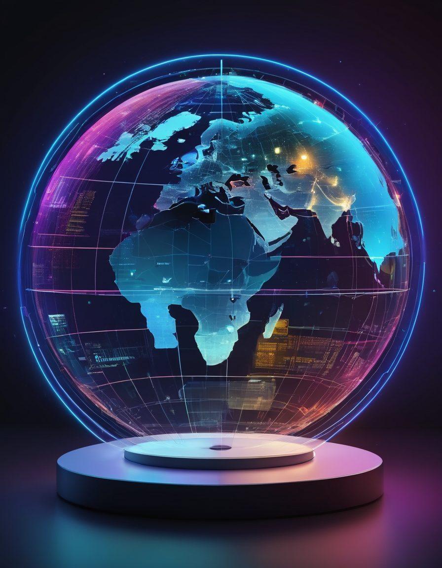 A futuristic digital marketplace showcasing diverse e-commerce transactions in action. Feature a transparent globe displaying payment icons like credit cards and cryptocurrency symbols interconnected by glowing lines. Include a sleek user interface with graphs and analytics hovering around, representing growth and security in payments. Emphasize a sense of innovation and trust, with a tech-savvy vibe. vibrant colors. super-realistic.